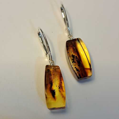 Click to view detail for HW-515 Earrings, Oblong, Mixed Amber & Lemon Locking Latch $66